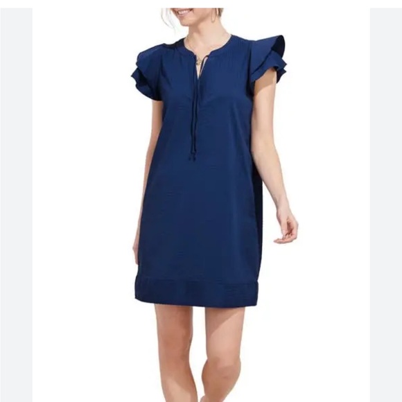 Vineyard Vines Dresses & Skirts - Vineyard Vines Performance Harbor Stripe Flutter Sleeve Navy Tunic Dress Medium
